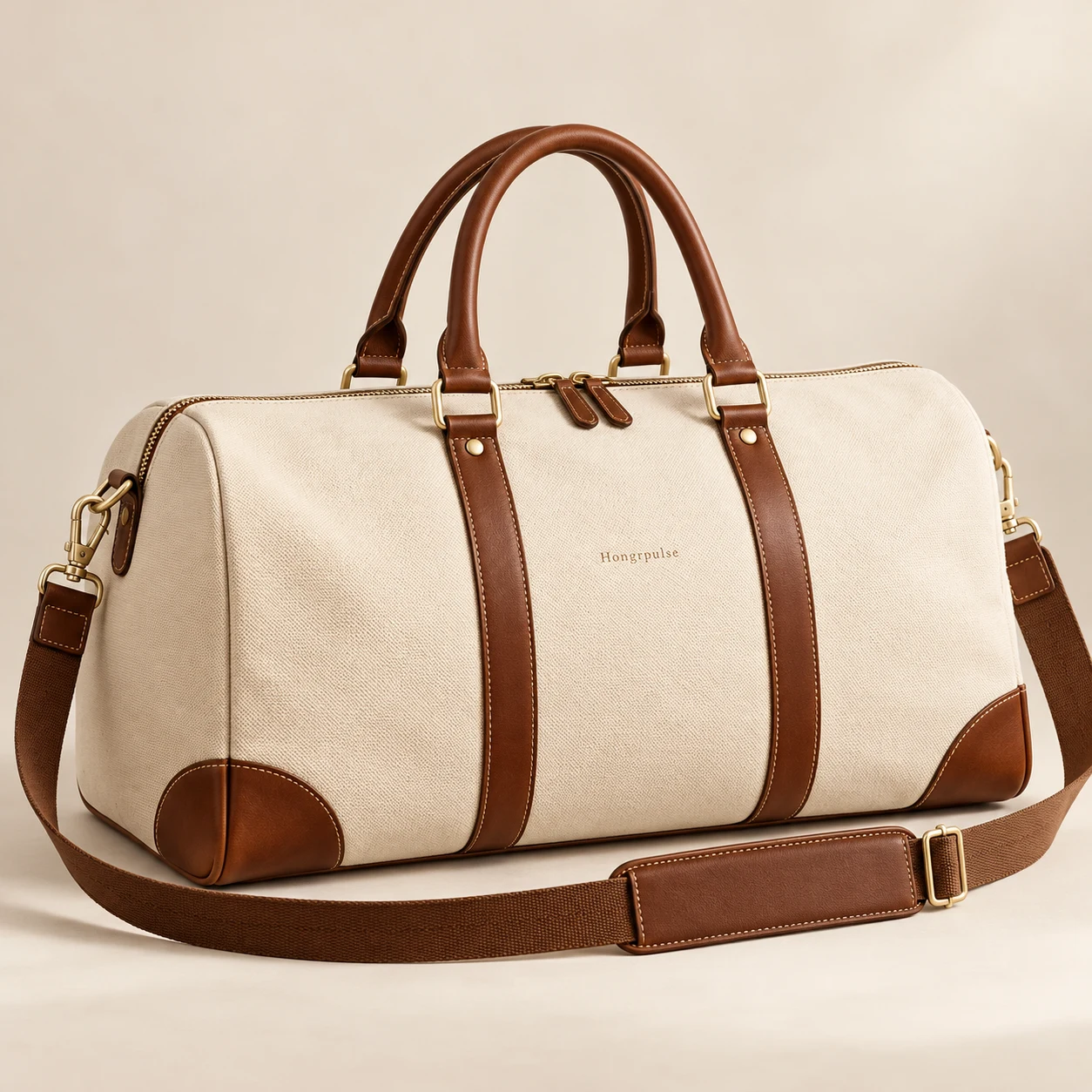 Haven Weekender in Ivory + Brown